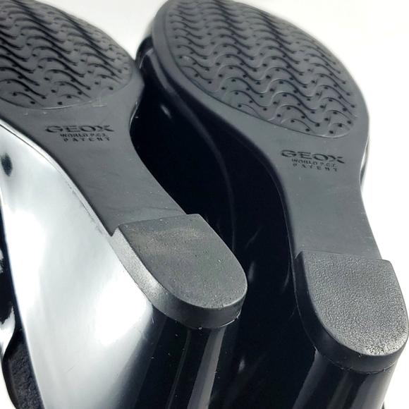 GEOX Respira Black Patent Leather Slingback Wedge Sandals Size 9 - Picture 8 of 15
